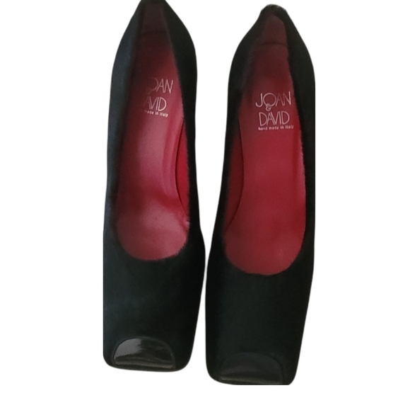 Vintage - 90's Joan & David Black Calf Hair and‎ Patent Leather Square Toe Heels - Picture 4 of 8